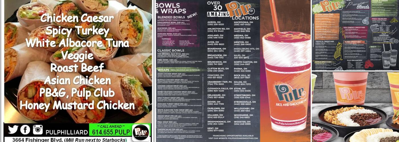 Pulp Juice and Smoothie Bar Menu