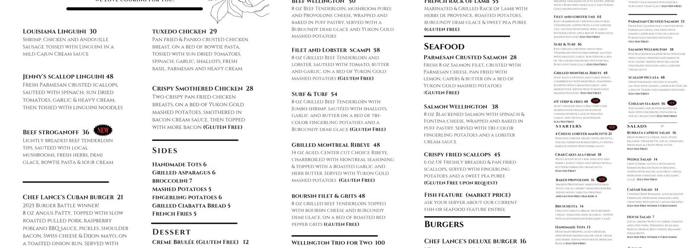 Chef Lance's on Phillips Menu