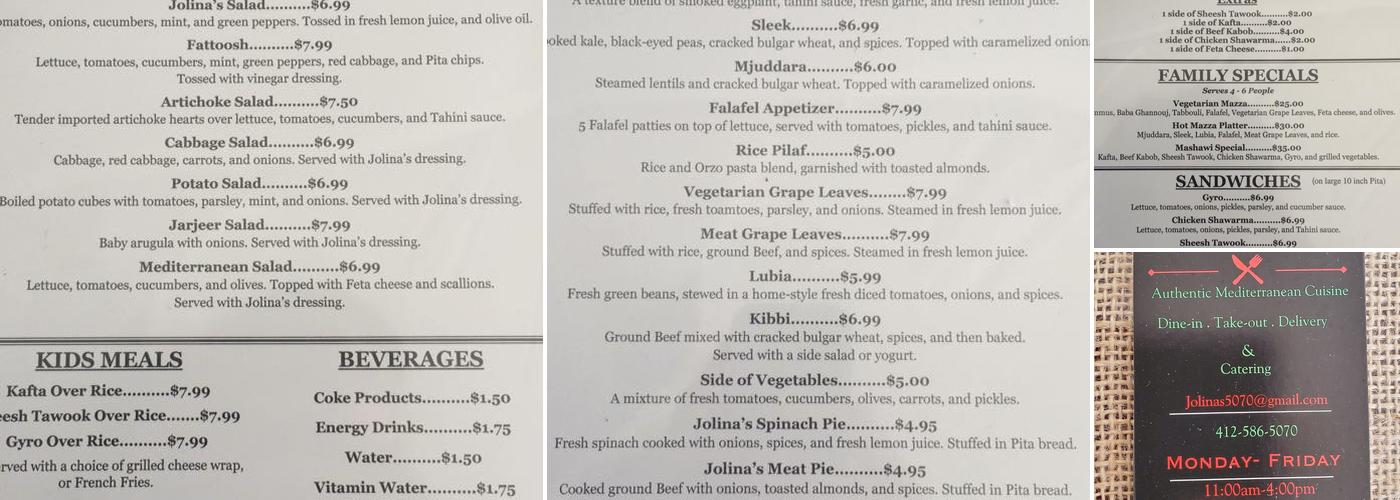 Jolina's 2 Menu