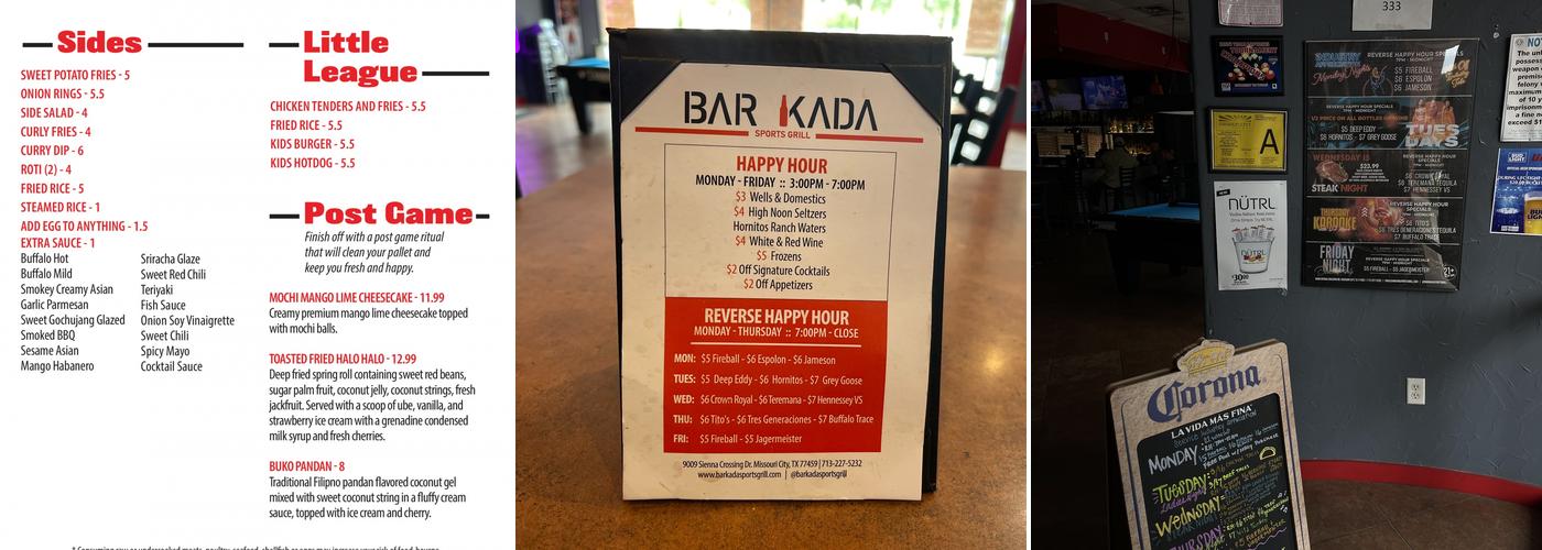 BAR KADA Menu