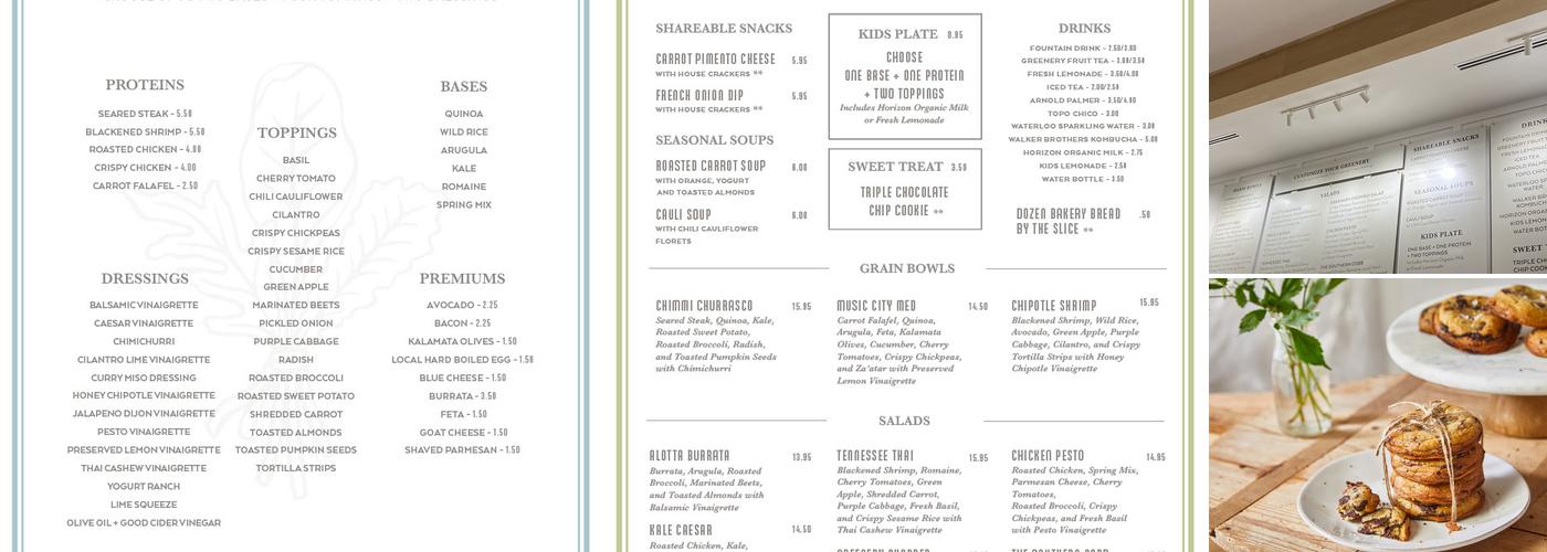Greenery Co. Menu