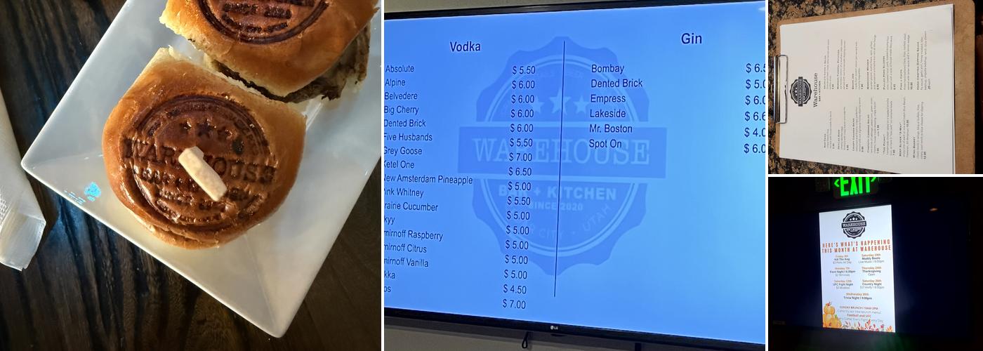 Warehouse Bar + Kitchen Menu