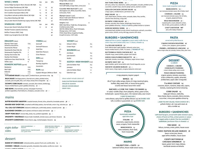 Table Nineteen Menu