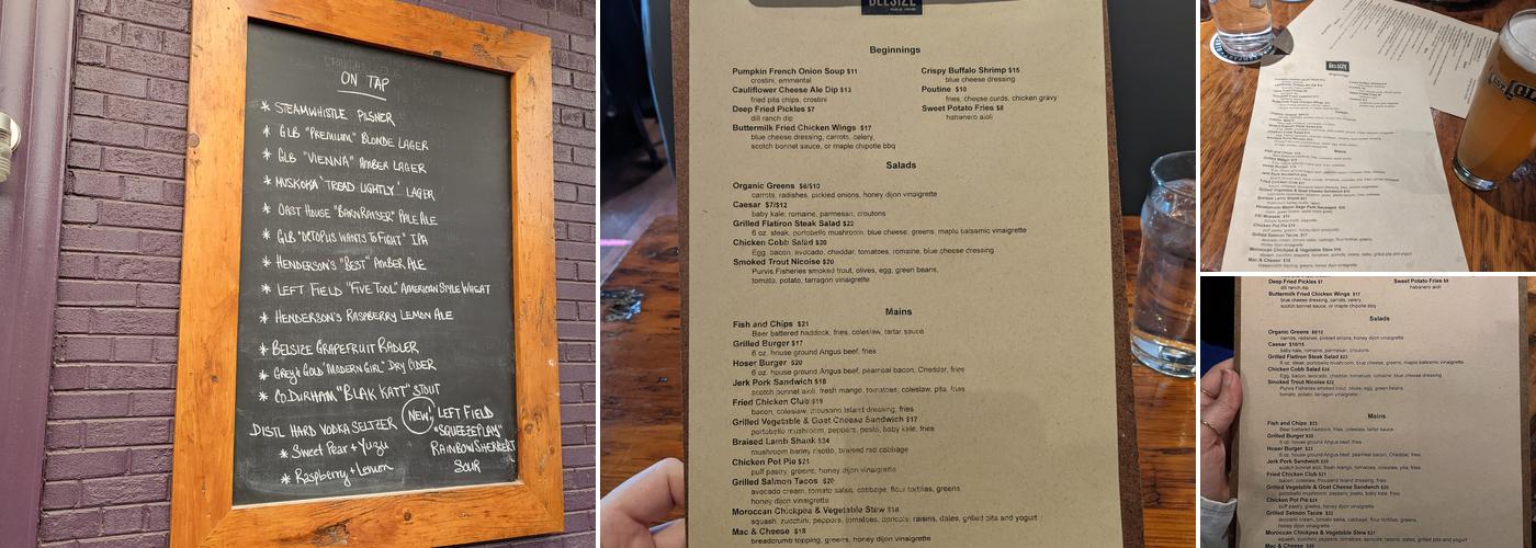The Belsize Public House Menu