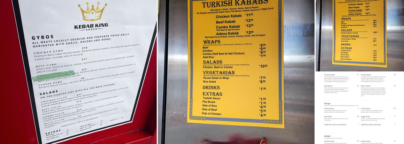 Kebab King Menu