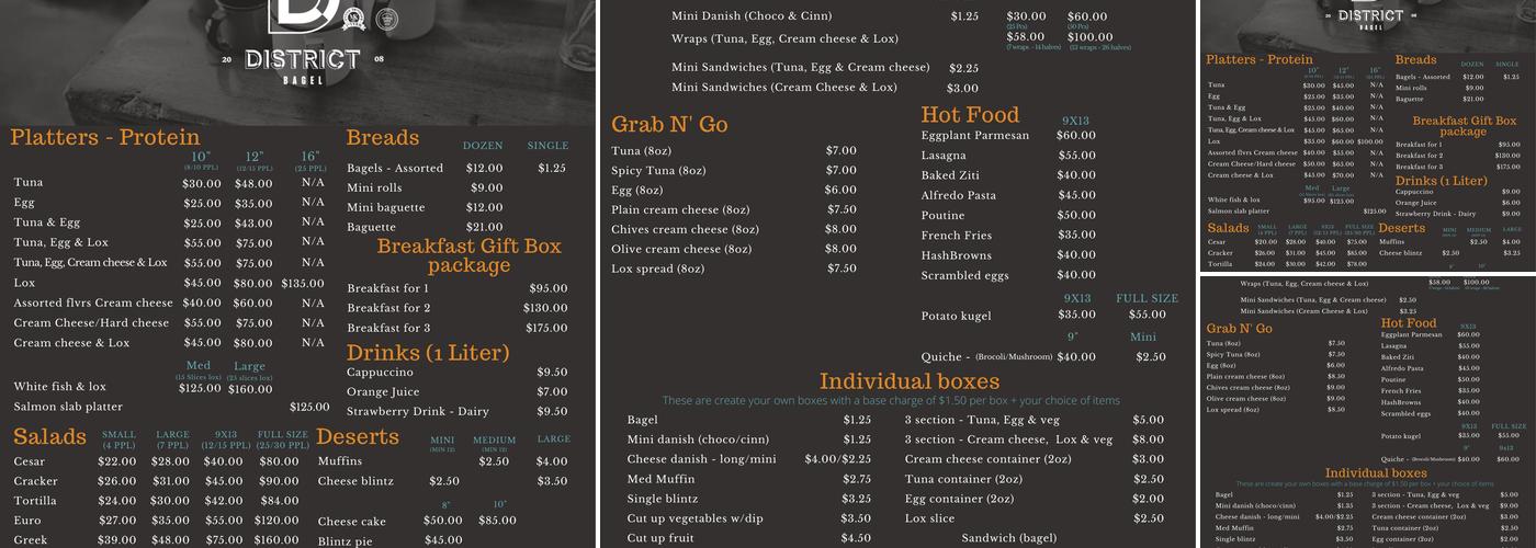 District Bagel - Av du Parc Menu