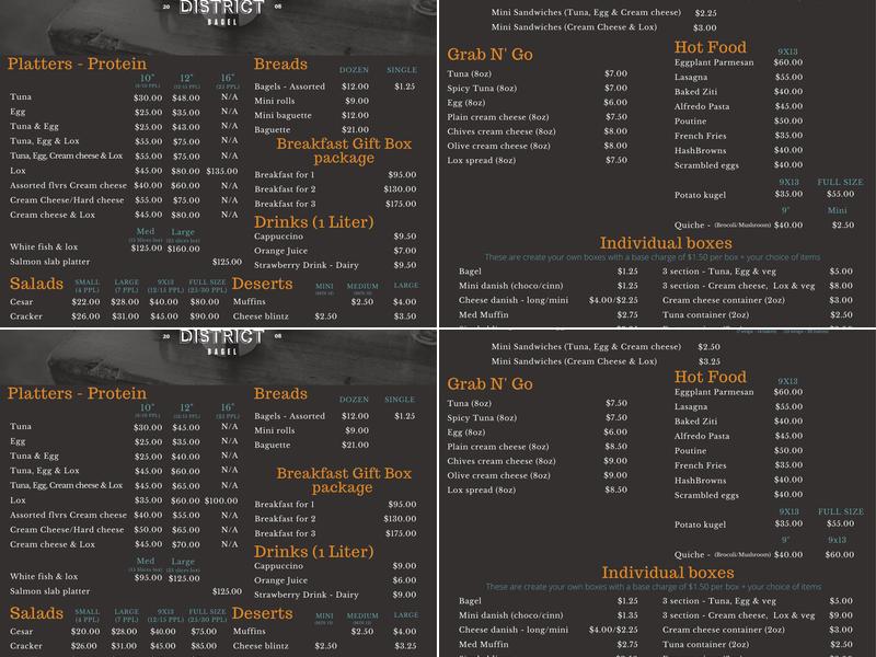 District Bagel - Av du Parc Menu