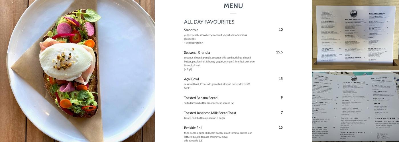 Frontside Cafe Menu