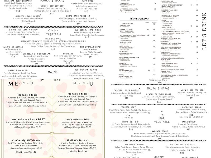 Kapa Hale Menu