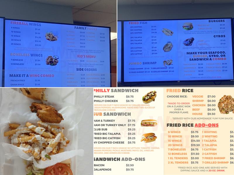 Fireball Wings & Philly Menu