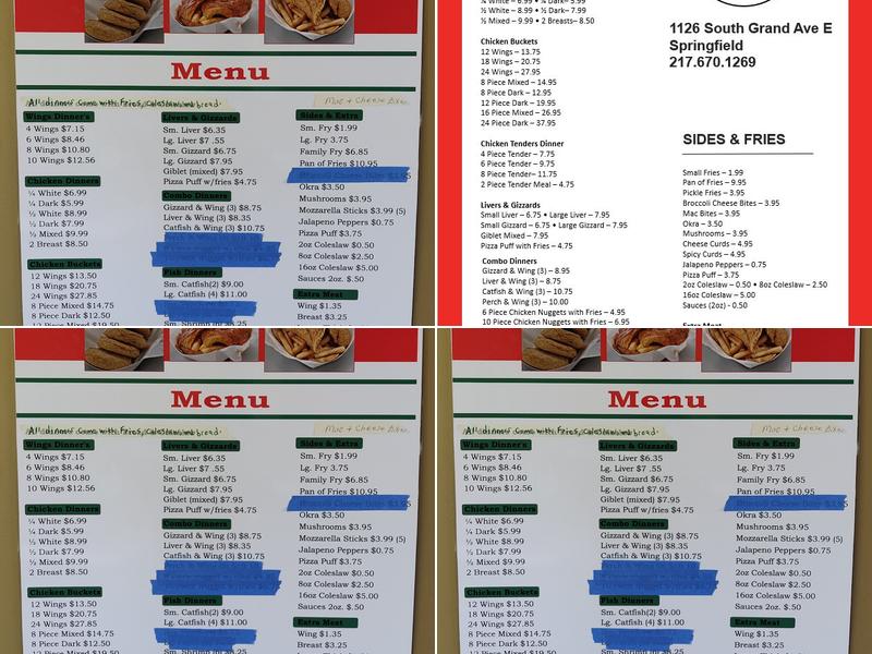 Harold's Chicken Shack Menu