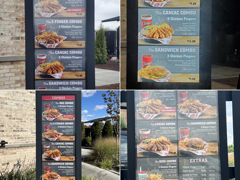 Raising Cane's Chicken Fingers Menu