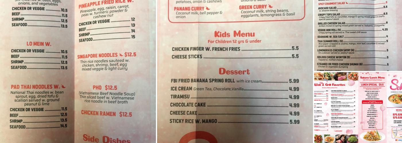 SAKURA THAI Menu
