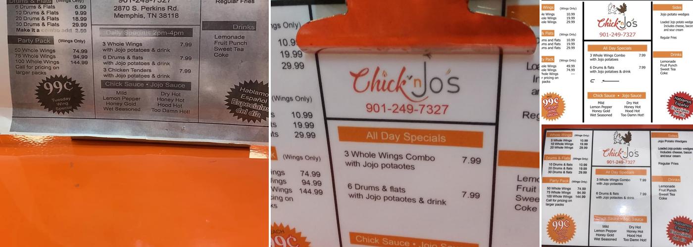 Chick' N Jo's Menu