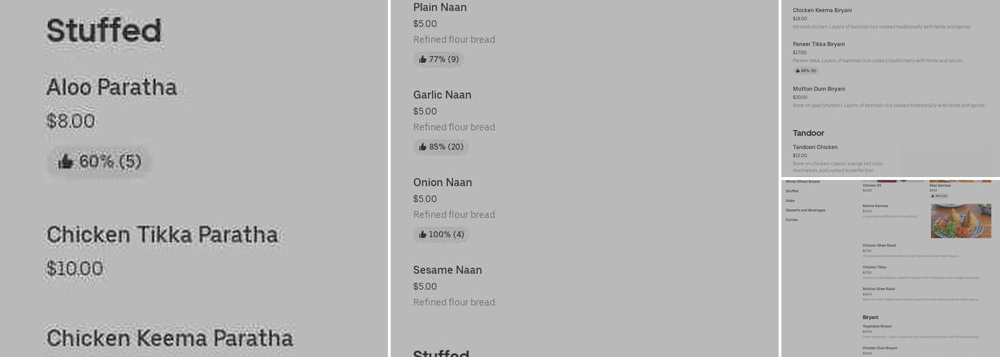 Rao and Reddy's Menu