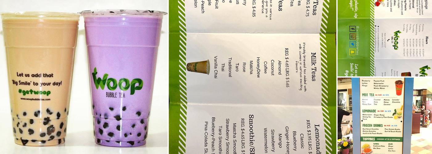 Woop Bubble Tea Menu