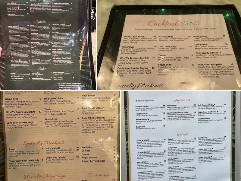 Jasmine's Caribbean Cuisine Menu