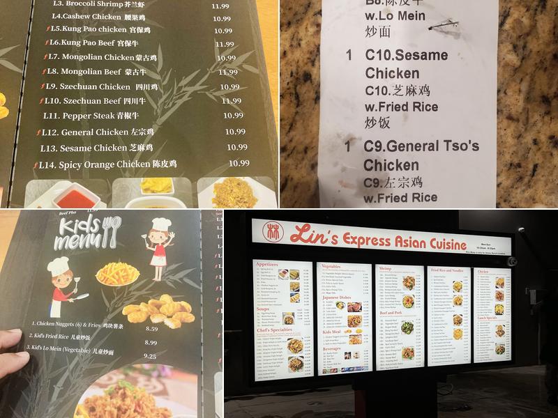 Lin's Express Menu
