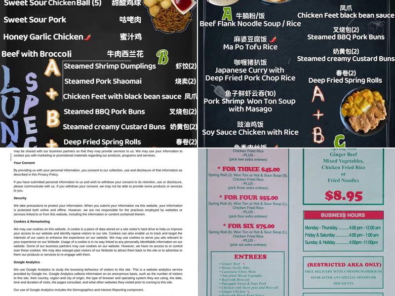 Ginger Beef Express Menu