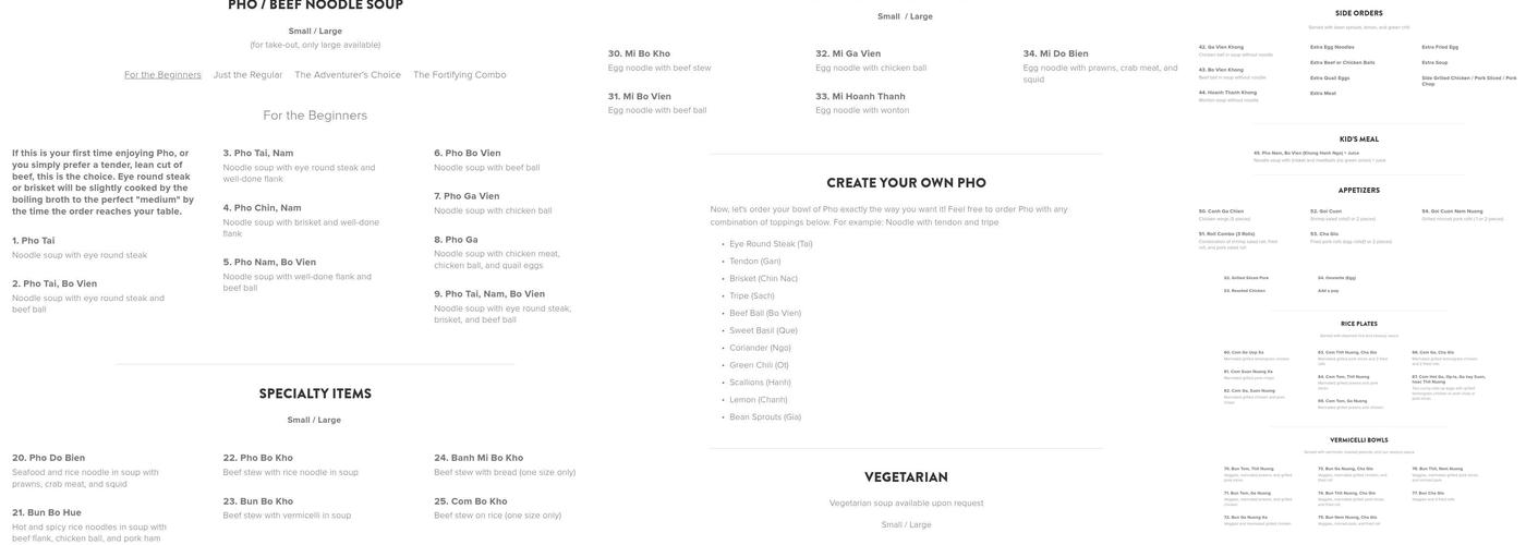 Pho Japolo Menu