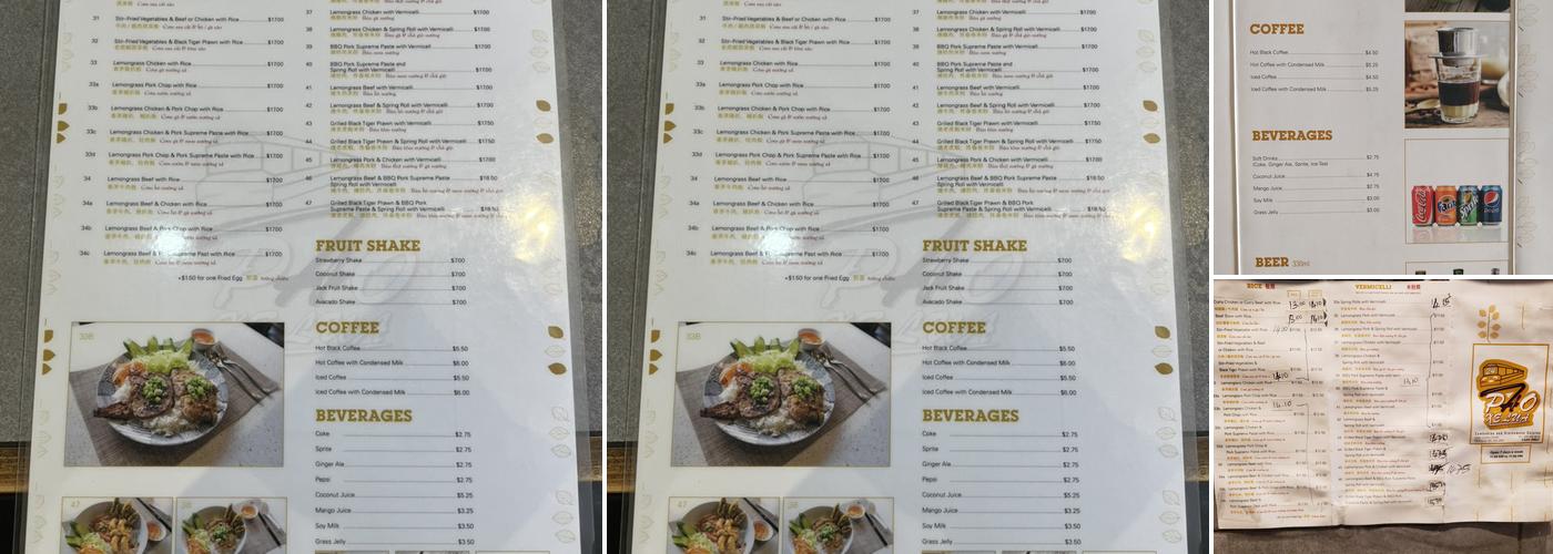 Pho Xe Lua 24 Menu