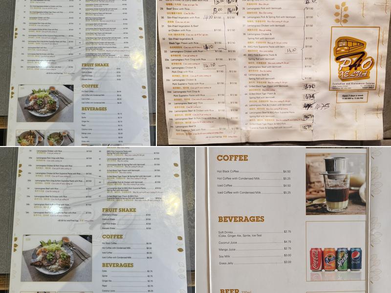 Pho Xe Lua 24 Menu