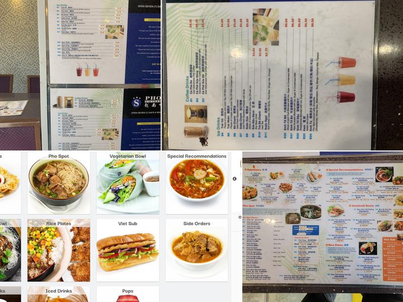 Pho Spot Menu