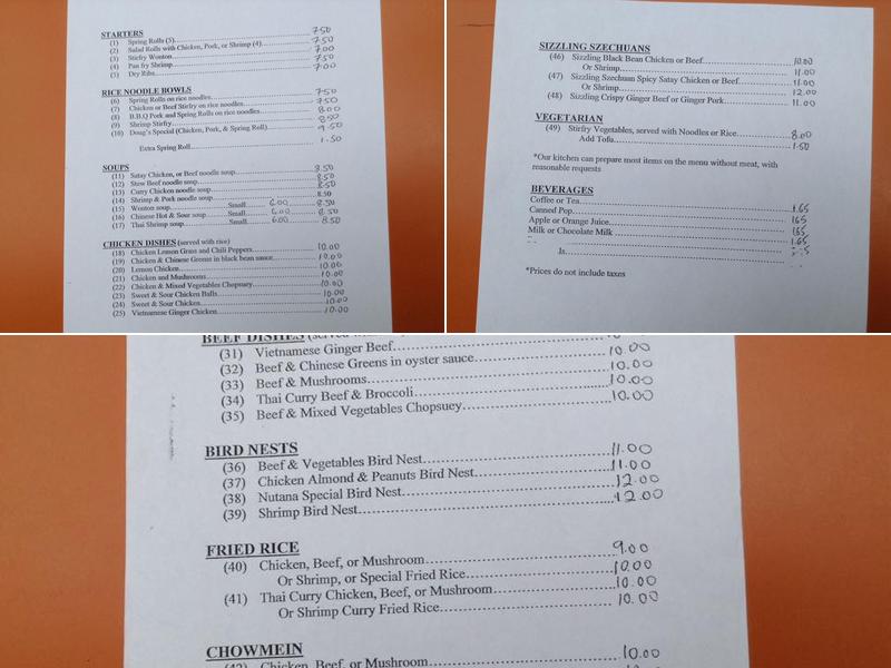 Nutana Cafe Menu