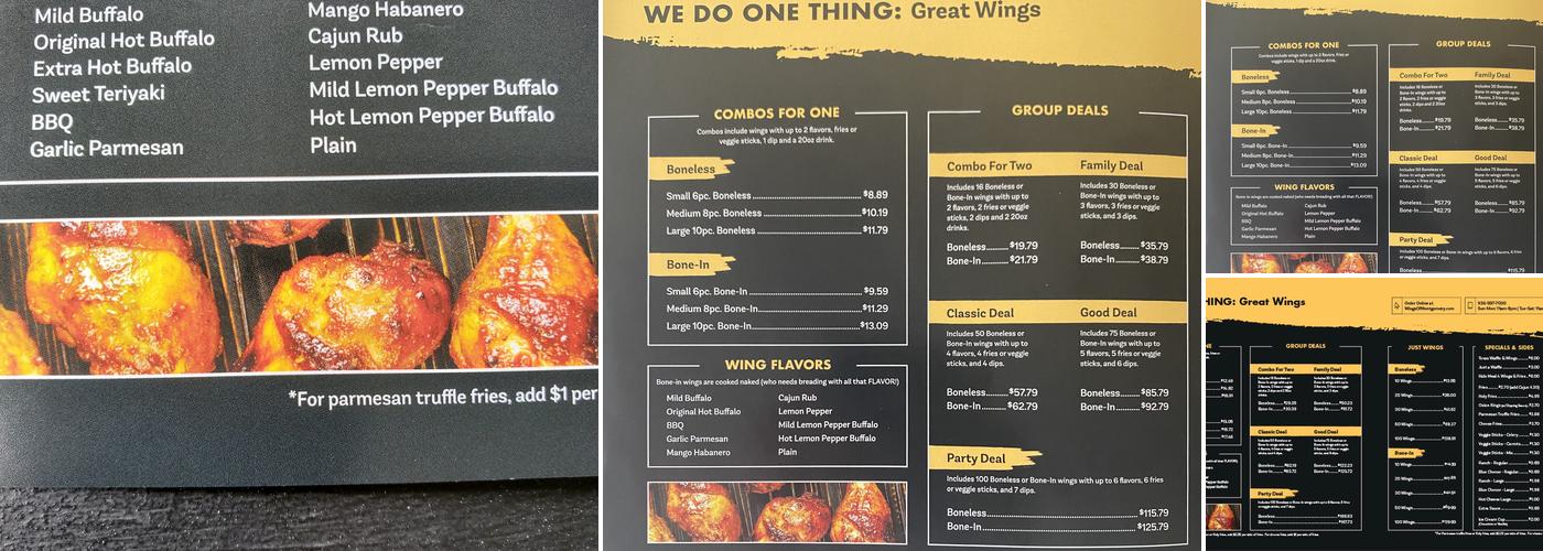 Wings Of Montgomery Menu