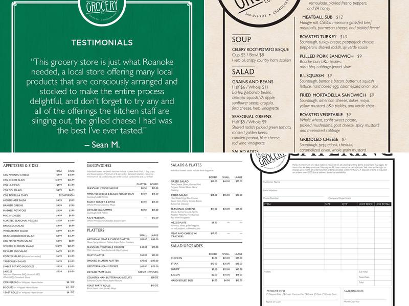 Crystal Spring Grocery Co. Menu