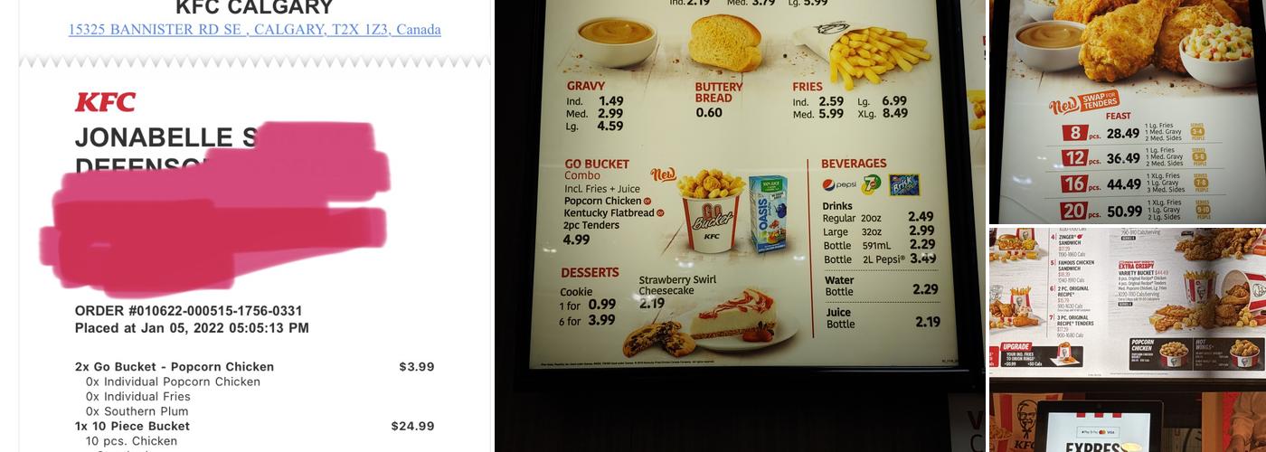 KFC Menu
