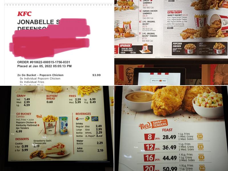 KFC Menu