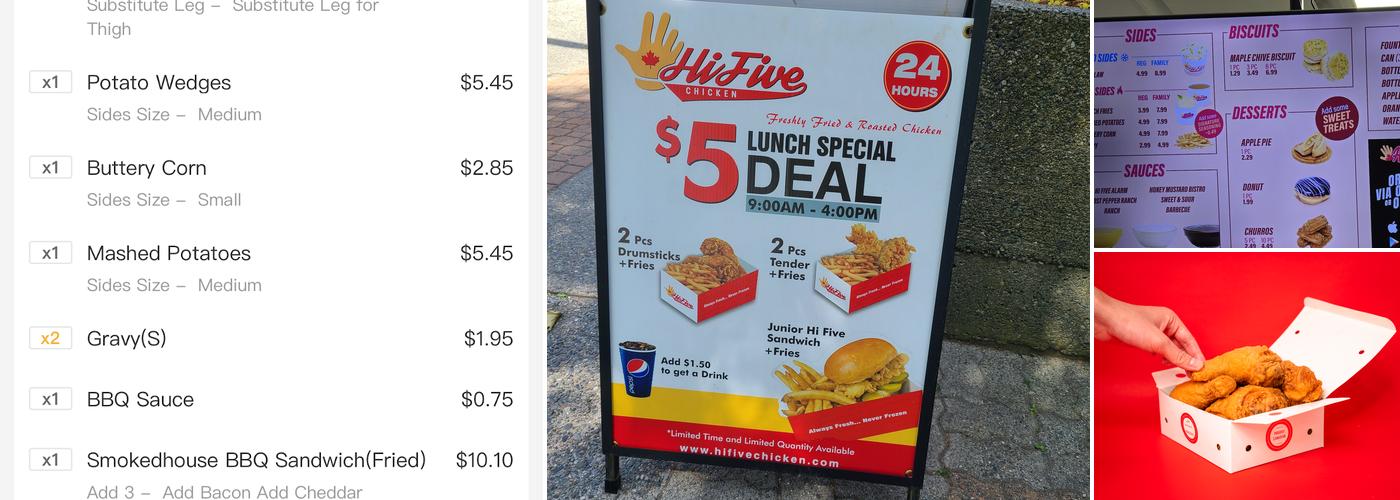 Hi Five Chicken Menu