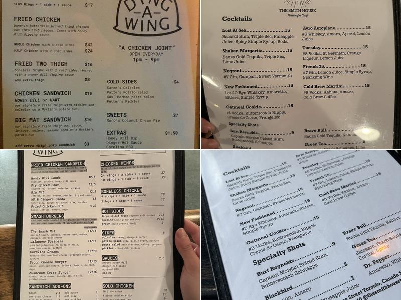 Ding-a-Wing Menu