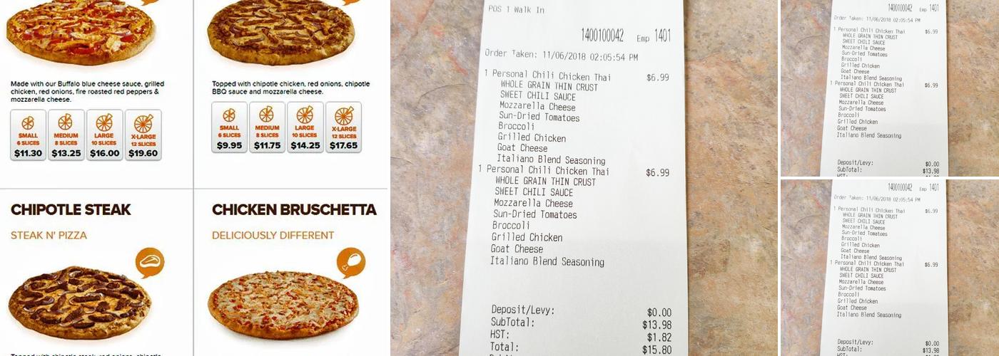 Pizza Pizza Menu