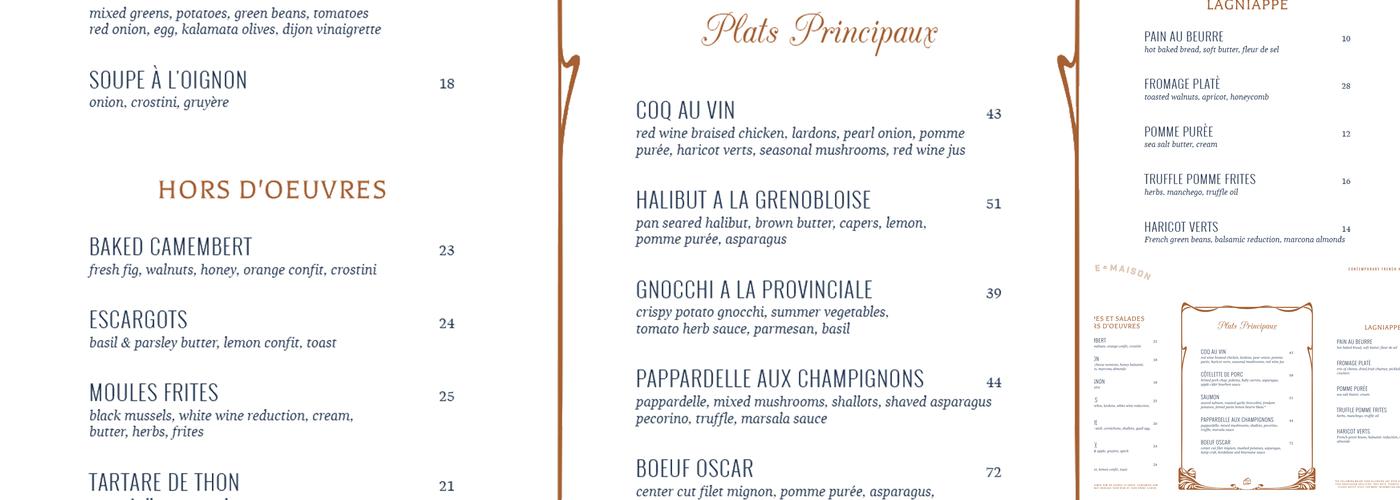 Petite Maison Menu