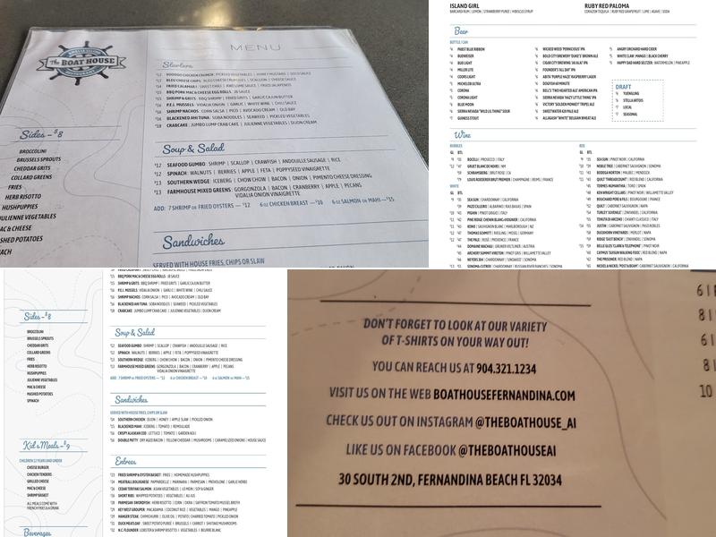 The Boat House Menu