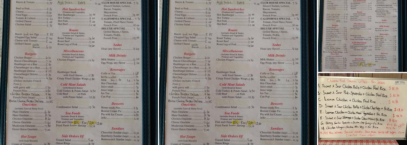 Three Aces Restaurant Menu