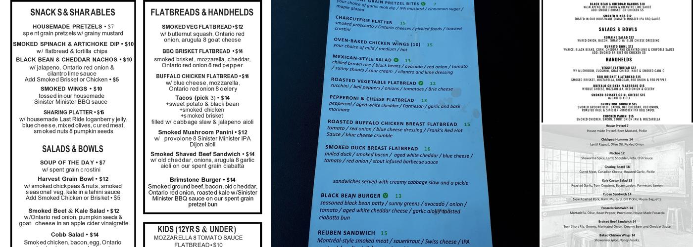 Brimstone Brewing Company Menu