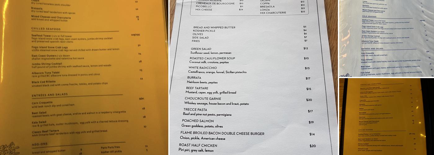Paris Paris Menu