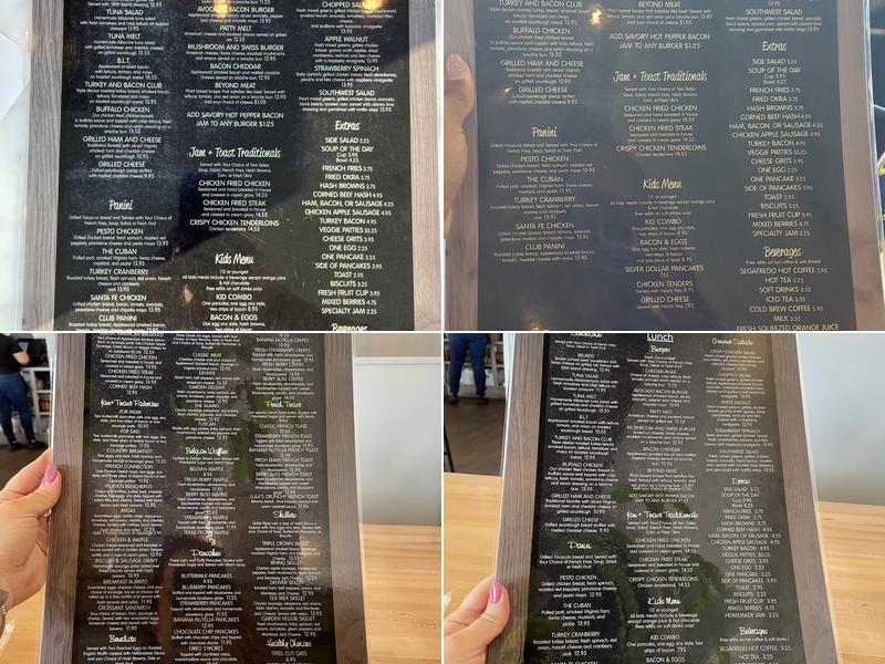 Jam + Toast Menu