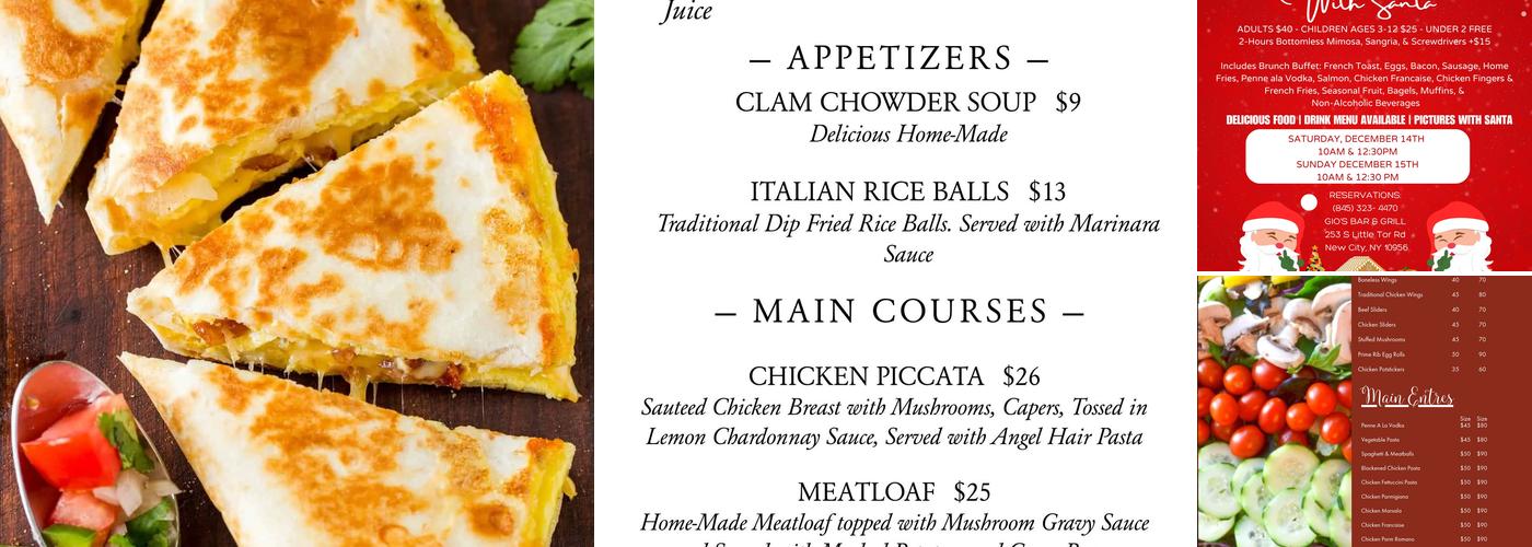 Gio's restaurants Menu