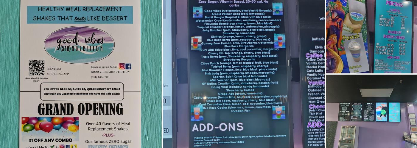 Good Vibes 518 Nutrition Menu