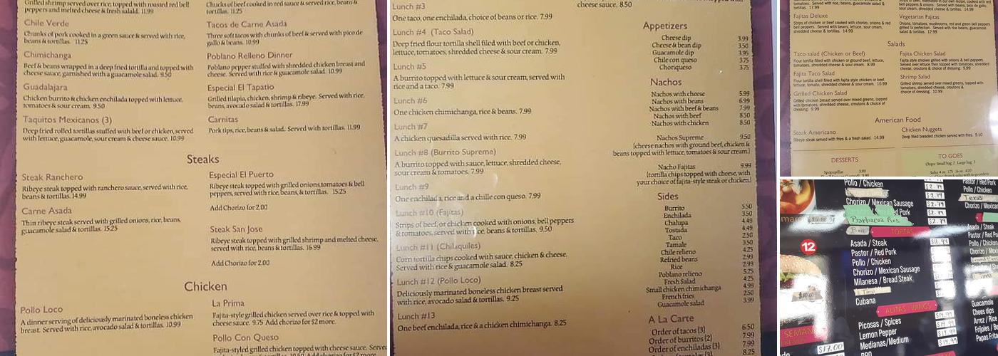 El Bajio Menu