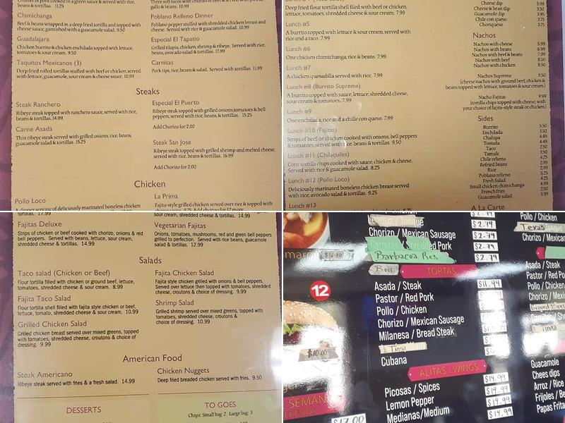El Bajio Menu