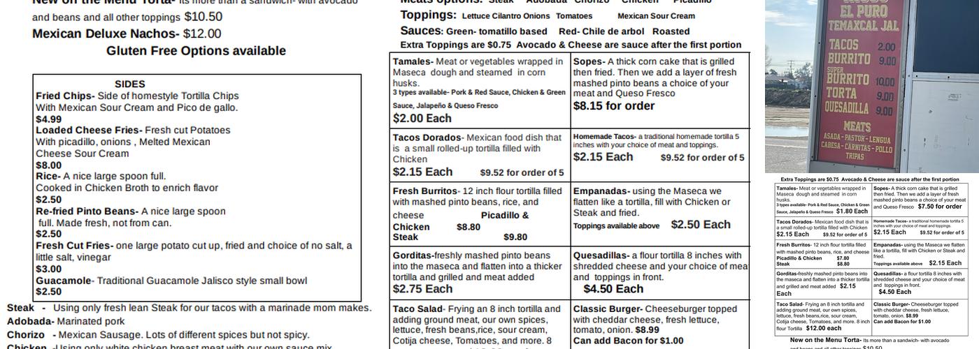 EC Gonzalez Tacos Menu
