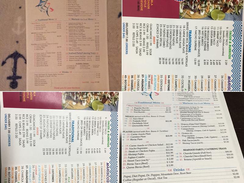 Vista del Pacifico seafood Menu