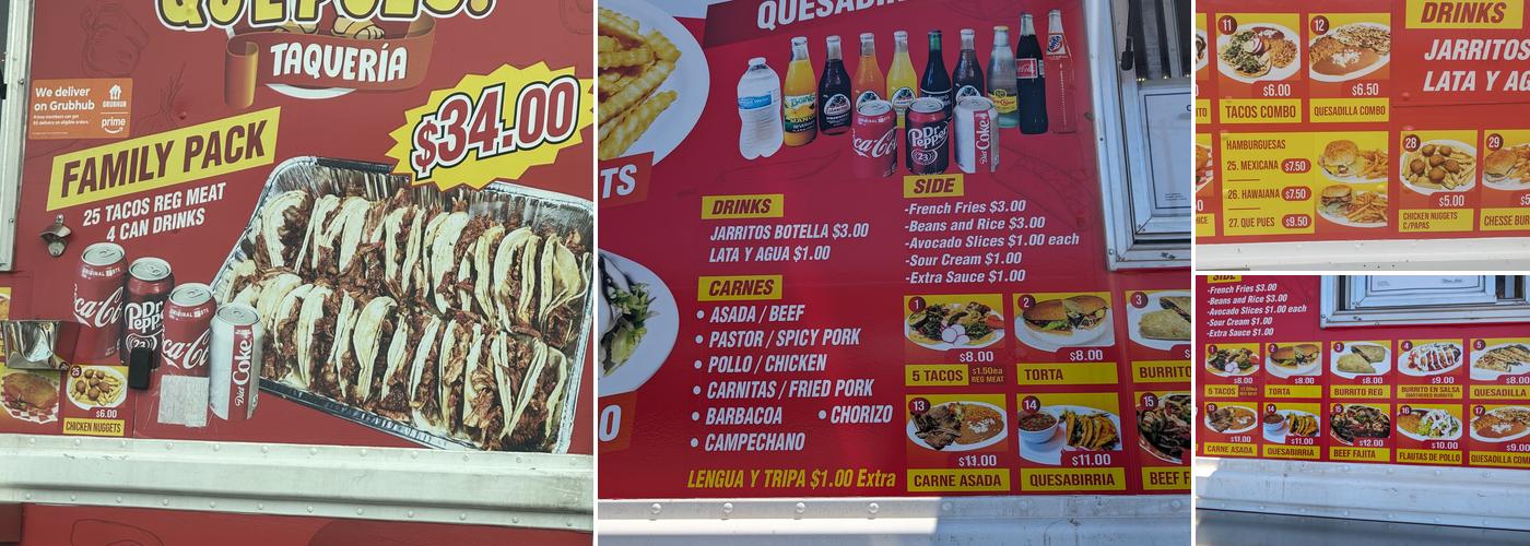 Taqueria Que Pues Menu