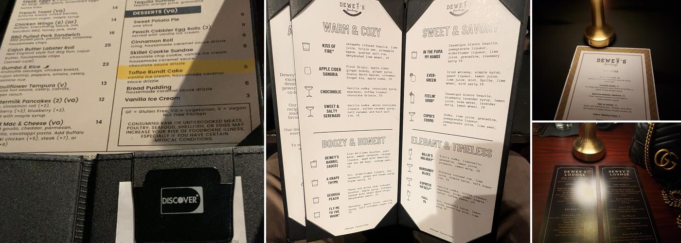 Dewey's Jazz Lounge Menu