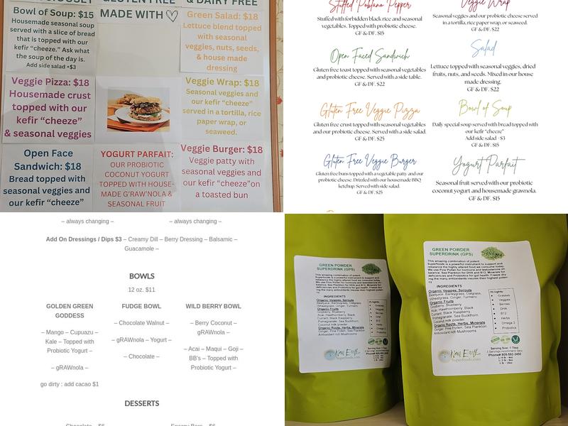New Earth Superfoods Menu